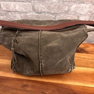 The Sak Olive Green Suede Hobo Bag